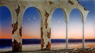 iliovasilema thalassa toixos porta pinakas zografikis Giorgos Sidiropoulos zografos Greek artist