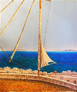  Mykonos thalassa pinakas zografikis Giorgos Sidiropoulos zografos Greek artist	